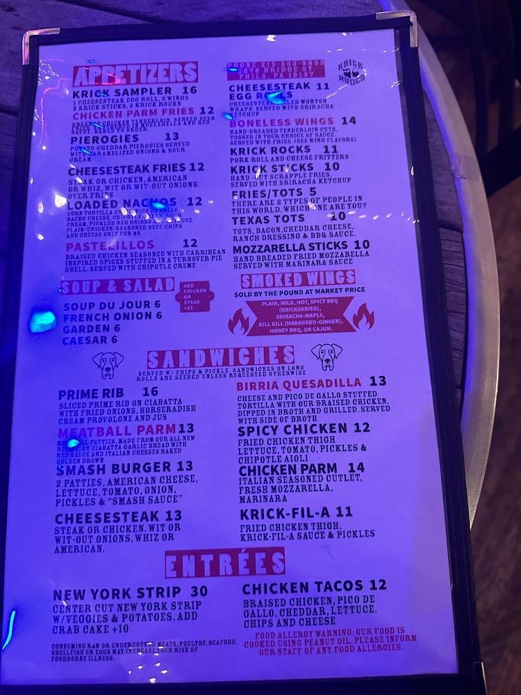 Krick Wuder Saloon and Restaurant Menu image 3