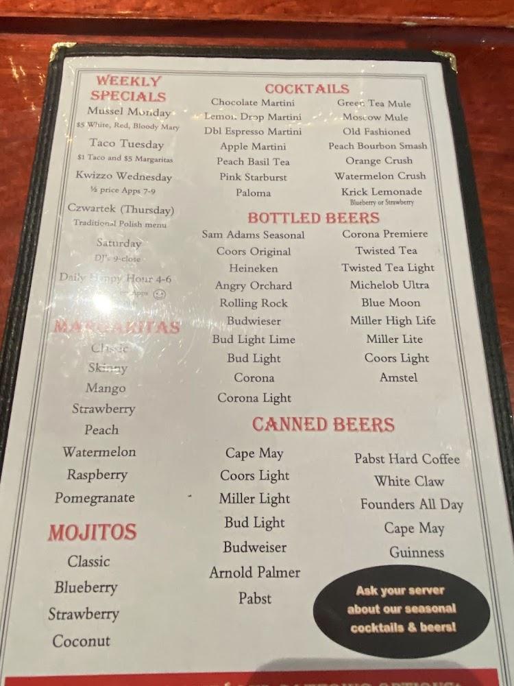 Krick Wuder Saloon and Restaurant Menu image 4